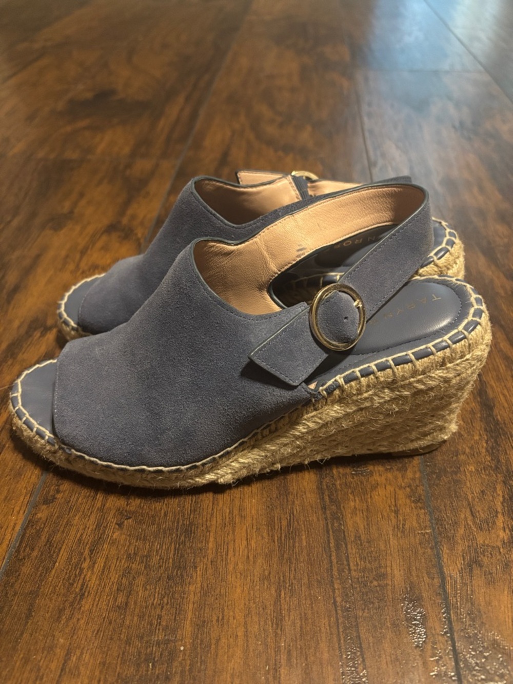 Women’s Taryn Rose Blue Suede Espadrille Slingback Wedges Size 7 - Picture 5 of 6